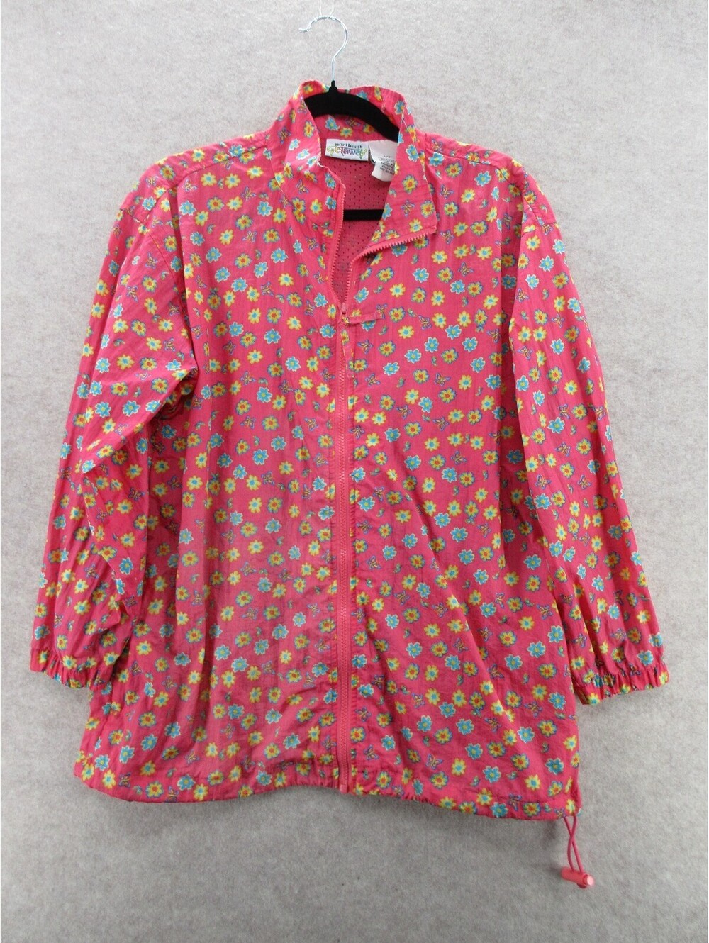 Vintage Northern Getaway Pink Floral Butterfly Windbreaker Jacket Large